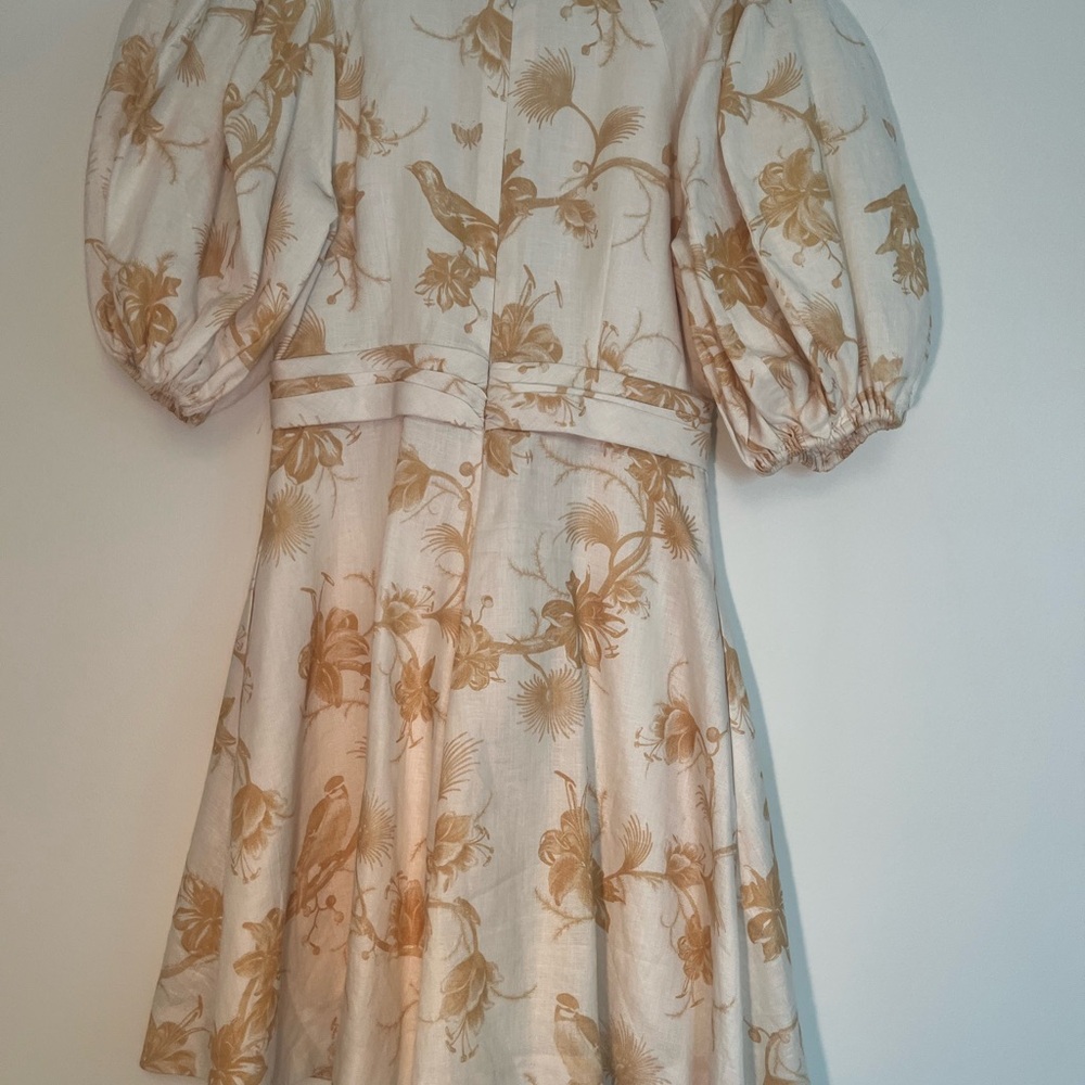 Zimmermann Cream and Gold Floral Mini Dress
